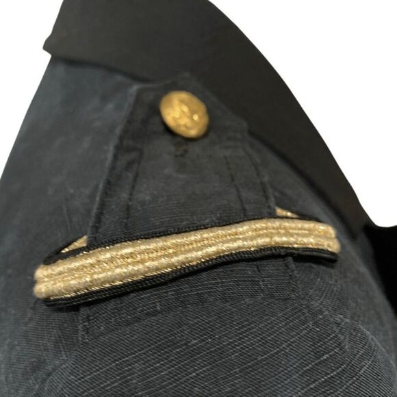 Smythe Military Style Jacket Black Fade Gold Embellished Button Up Blazer Size 2 - Picture 6 of 11